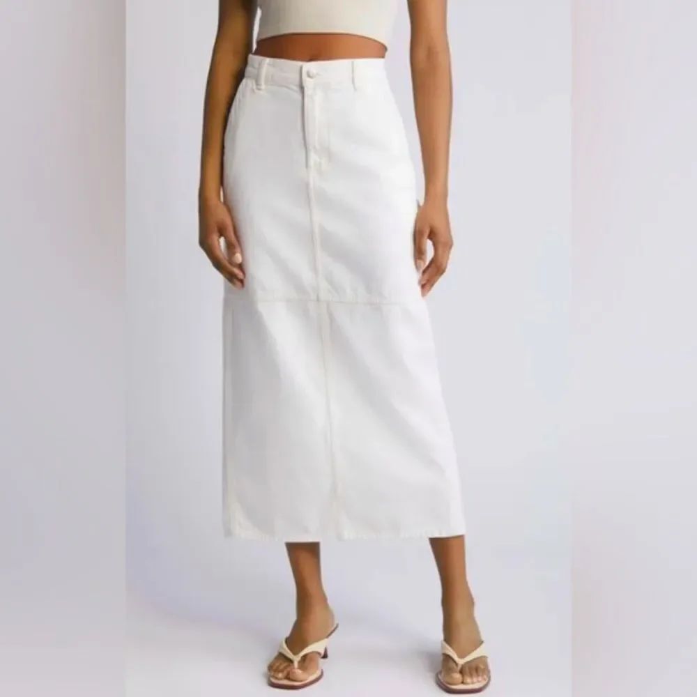 Madewell 28 White Denim Carpenter Maxi Skirt